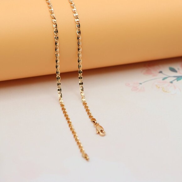 "Shiny Rose Gold Chain Necklace with Bold Polished Oval Links, XPNL0192 - Picture 11 of 12